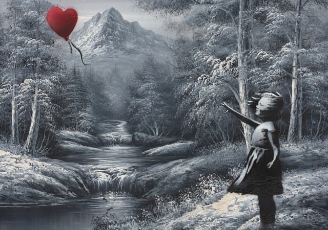 Girl and Balloon on Found Landscape